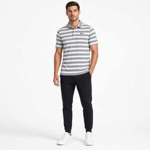 Under Armour HeatGear Men's Navy White Stripe Polo Shirt Loose Fit Size Small